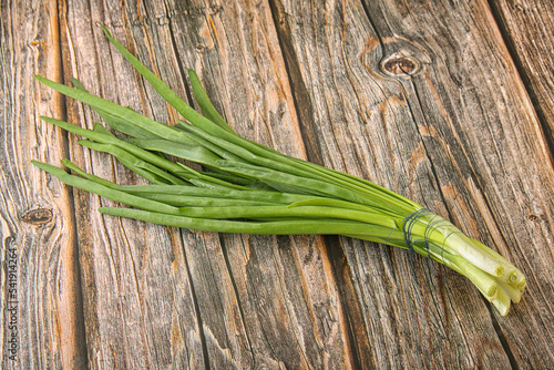 Raw young green onion heap