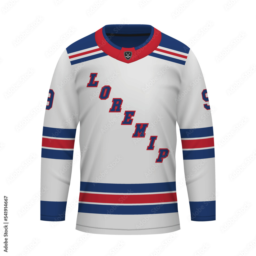 Photo Art Print Realistic Ice Hockey away jersey New York Rangers shirt template magr80