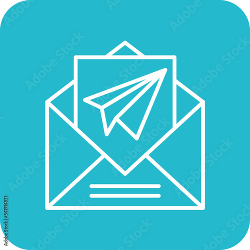 Email Sent Line Round Corner Background Icon