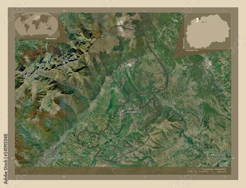 Jegunovtse, Macedonia. High-res satellite. Labelled points of cities photo