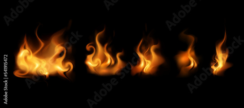 Fire set in realistic style