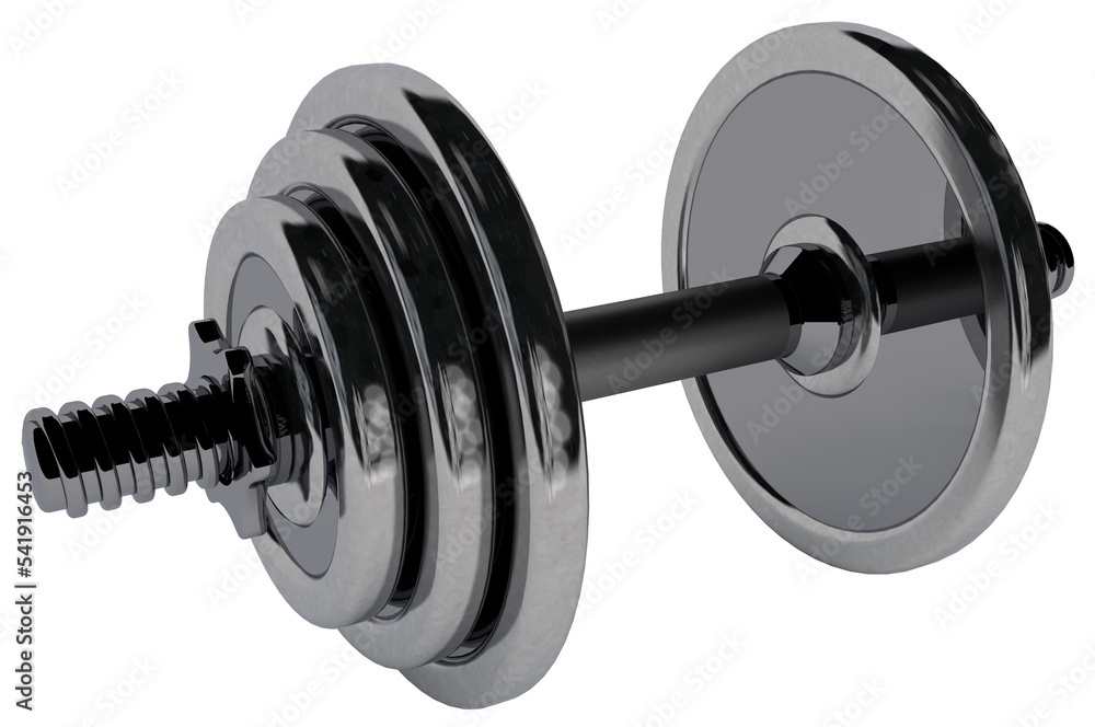 Naklejka premium Metal dumbbell. 3D rendering illustration. 