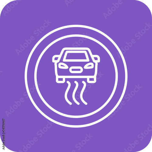 Slippery Road Line Round Corner Background Icon