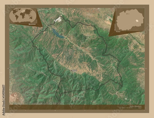 Konce, Macedonia. Low-res satellite. Labelled points of cities photo