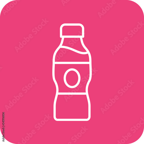 Water Bottle Line Round Corner Background Icon