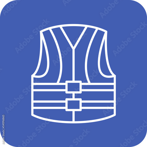 Life Vest Line Round Corner Background Icon