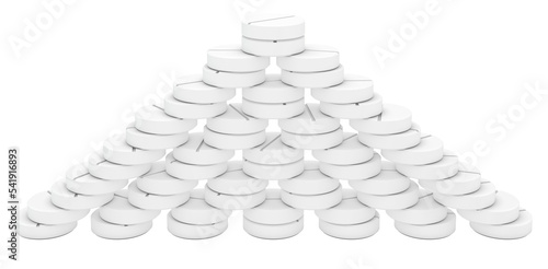 Pyramid of pills. 3D rendering illustration.