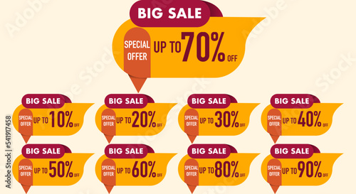 Big sale vector banner design Special special offer text. Layout banner template design for shopping discount promotion. Vector illustration.