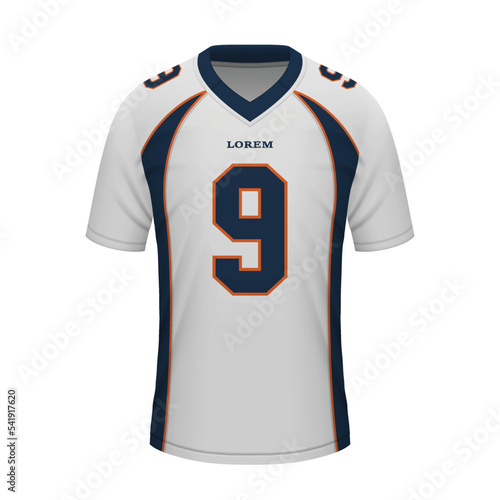 Realistic football away jersey Denver , shirt template photo