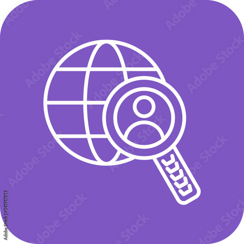 Global Search Line Round Corner Background Icon