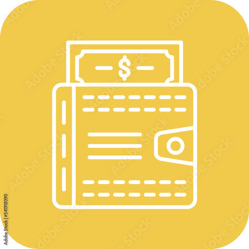 Money in Wallet Line Round Corner Background Icon