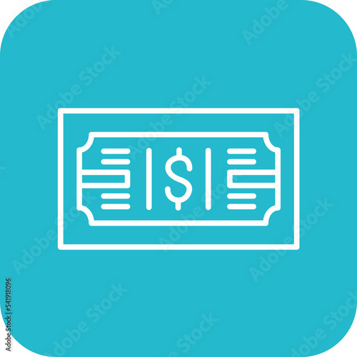 Cash Line Round Corner Background Icon