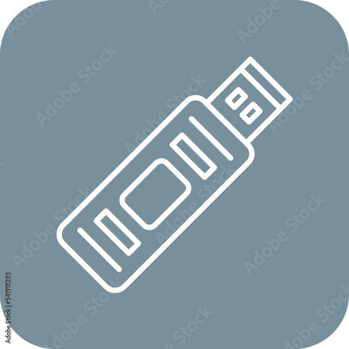 USB Line Round Corner Background Icon