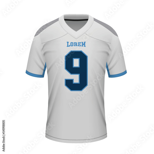 Realistic football away jersey Tennessee, shirt template