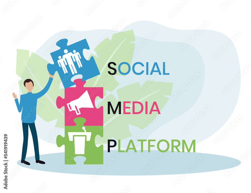 Vecteur Stock SMP Social Media Platform acronym, concept background