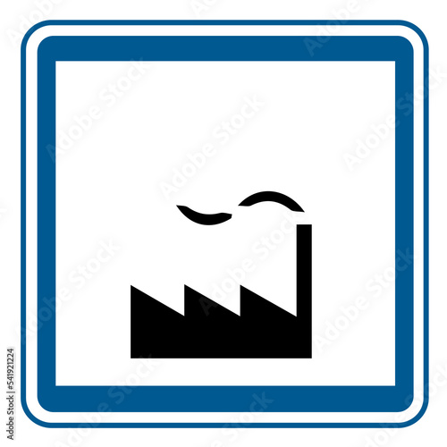 Explanatory road signs. Industrial zone. Traffic signs.
