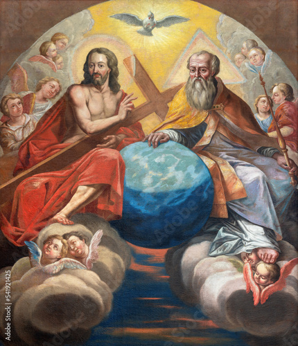 ANNEC, FRANCE - JULY 10, 2022: The painting of Holy Trinity in the church Eglise Saint François De Sales by Bartholomeo Thene (1720).