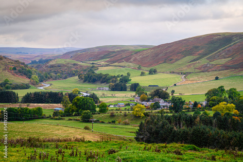 Alwinton Village in Upper Coquetdale, the remote  valley is located in the Cheviot Hills close to the Scottish Border in Northumberland National Park