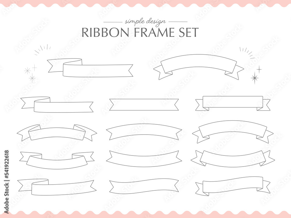 エレガントなリボンのラインフレームセット