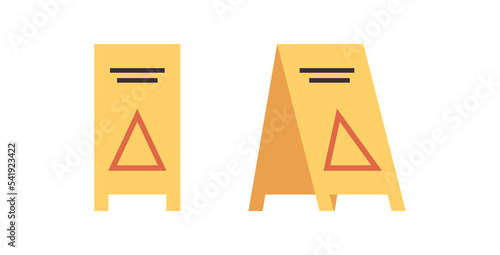 Caution wet floor sign and cleaning service warning sign concept flat vector illustration.