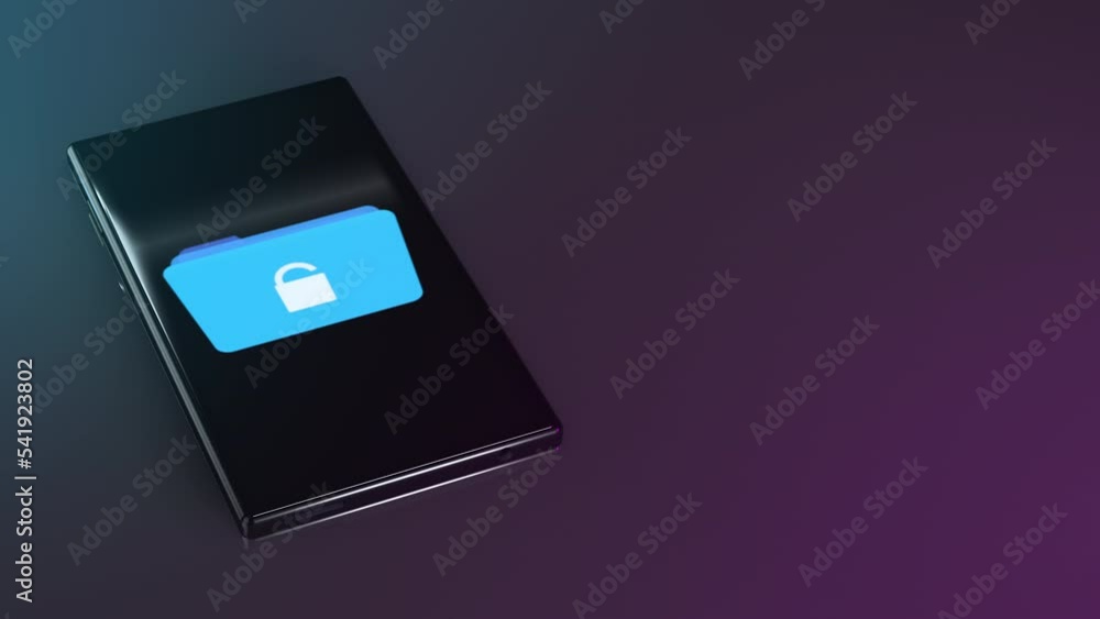 Smartphone 3D Render Fingerprint Scan Background Placeholder Animation. Data is unlocked by biometric data Smartphone 3D Render Fingerprint Scan Background Placeholder Animation. Data is unlocked by biometric data