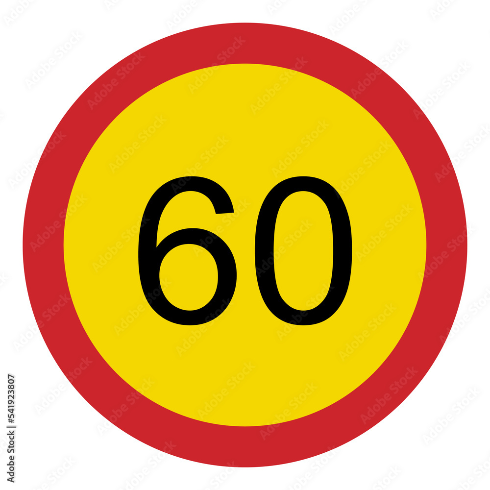 Prohibited road signs. Speed limit 60. Traffic signs. Prohibited road signs. Speed limit 60. Traffic signs.