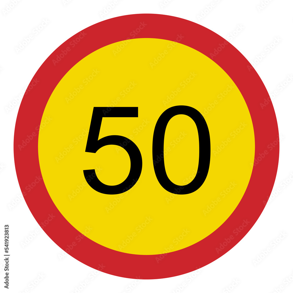 Prohibited road signs. Speed limit 50. Traffic signs. Prohibited road signs. Speed limit 50. Traffic signs.