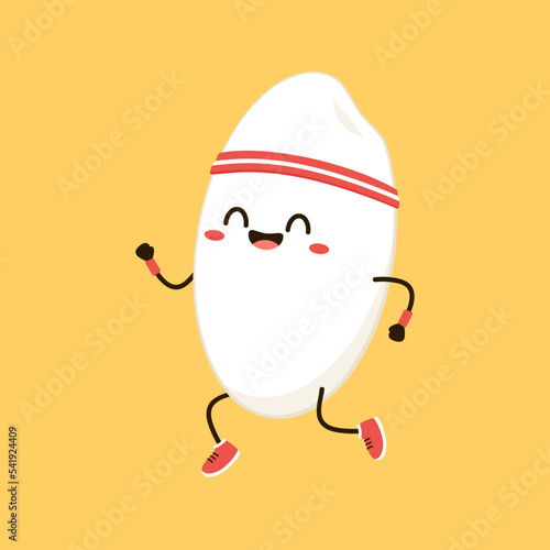 Rice character design. rice vector on yellow background. Paddy vector.