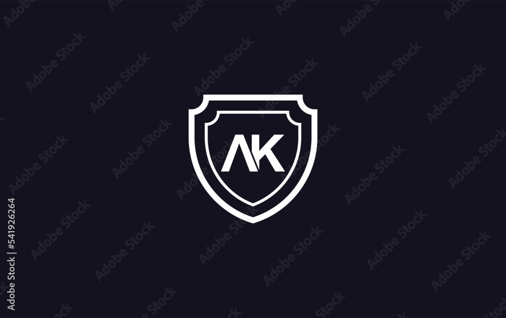 Shield protection symbol and royal luxury shield monogram AK vector design. shield protection logo Shield protection symbol and royal luxury shield monogram AK vector design. shield protection logo