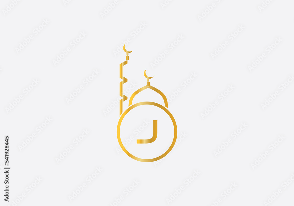 Islamic mosque and minar logo and symbol design vector with the letter and alphabets Islamic mosque and minar logo and symbol design vector with the letter and alphabets