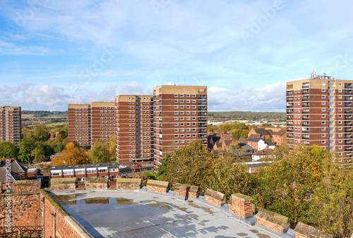 High rise apartment blocks in Tamworth, UK
