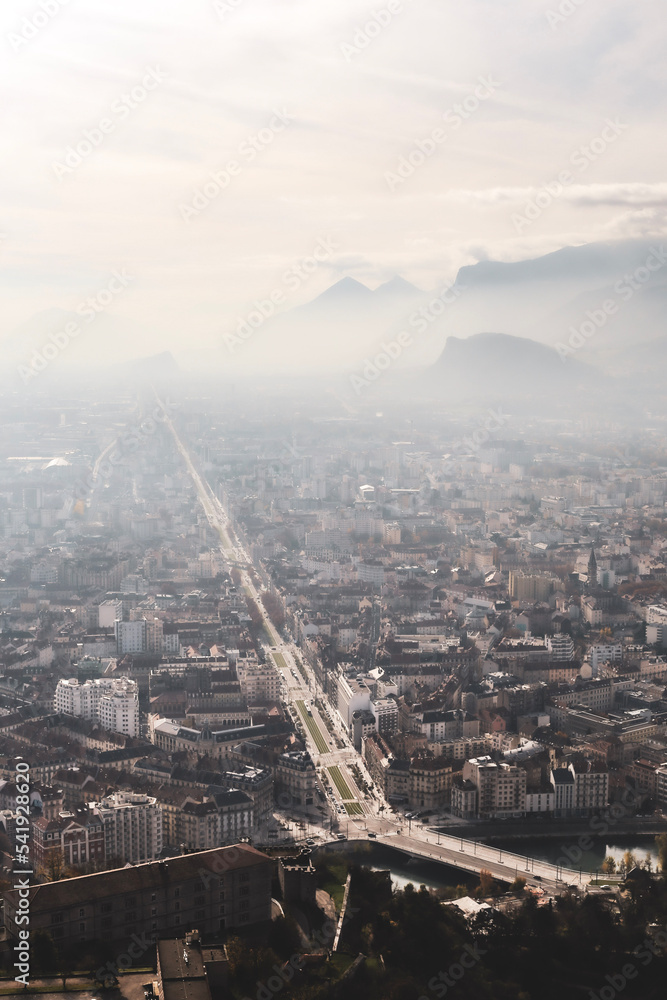 Aerial view of the city, Grenoble, France