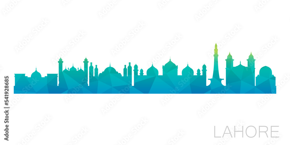 Lahore, Punjab, Pakistan Low Poly Skyline Clip Art City Design. Geometric Polygon Graphic Horizon Icon. Vector Illustration Symbol.