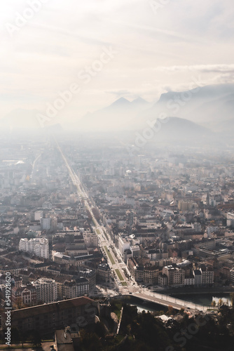 Aerial view of the city  Grenoble  France