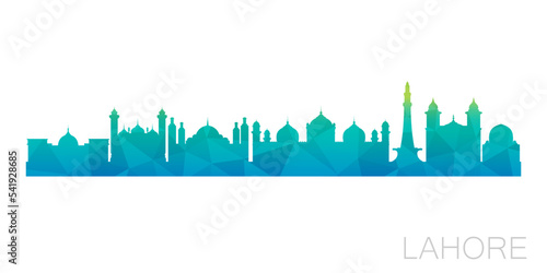 Lahore, Punjab, Pakistan Low Poly Skyline Clip Art City Design. Geometric Polygon Graphic Horizon Icon. Vector Illustration Symbol.