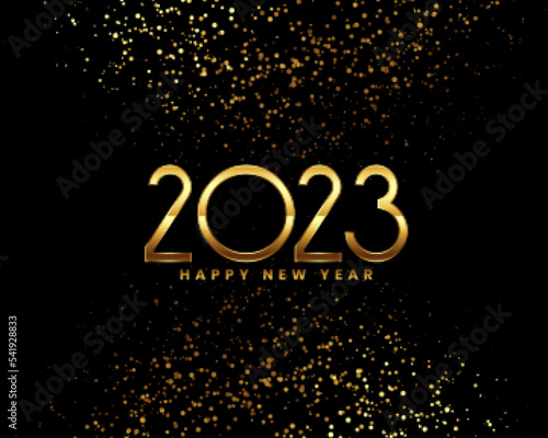 happy new year 2023 holiday banner with golden particle