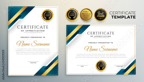 modern certificate of achievement template in golden style