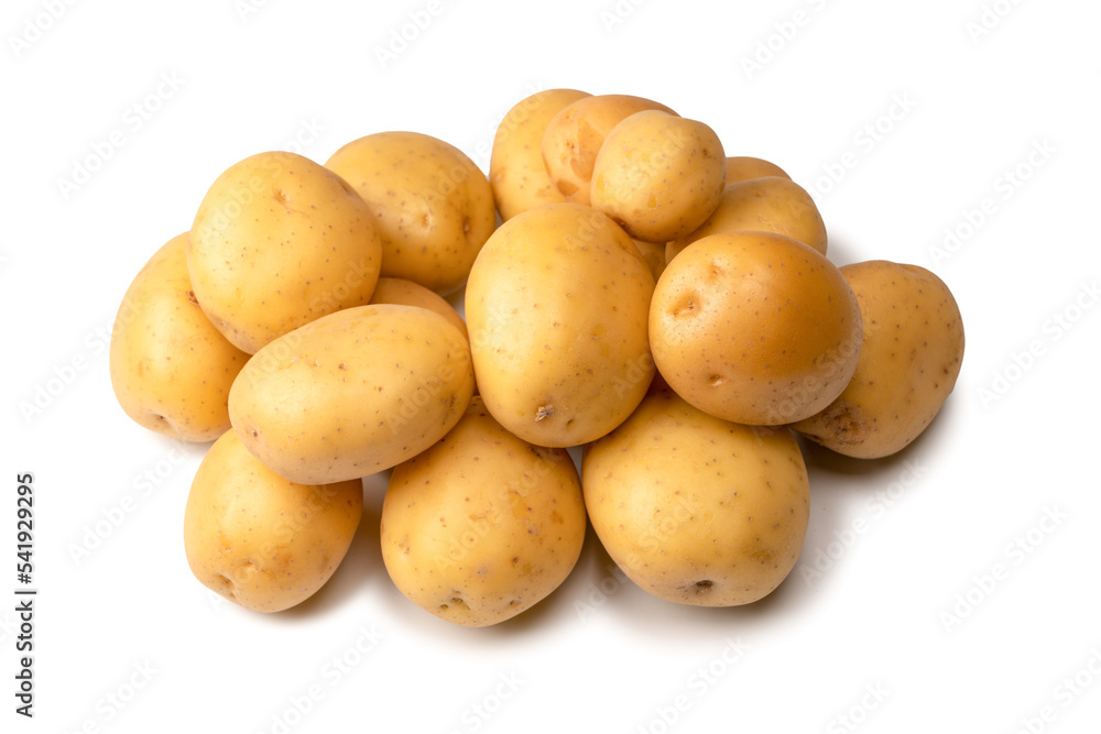 A group of fresh tasty potato isolated on white background. A group of fresh tasty potato isolated on white background.