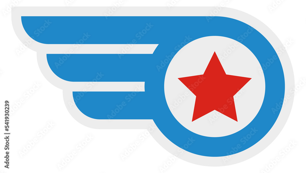Winged insignia with star symbol. Superhero emblem Winged insignia with star symbol. Superhero emblem