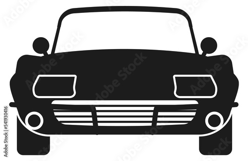 Vintage coupe front view. Convertible car icon