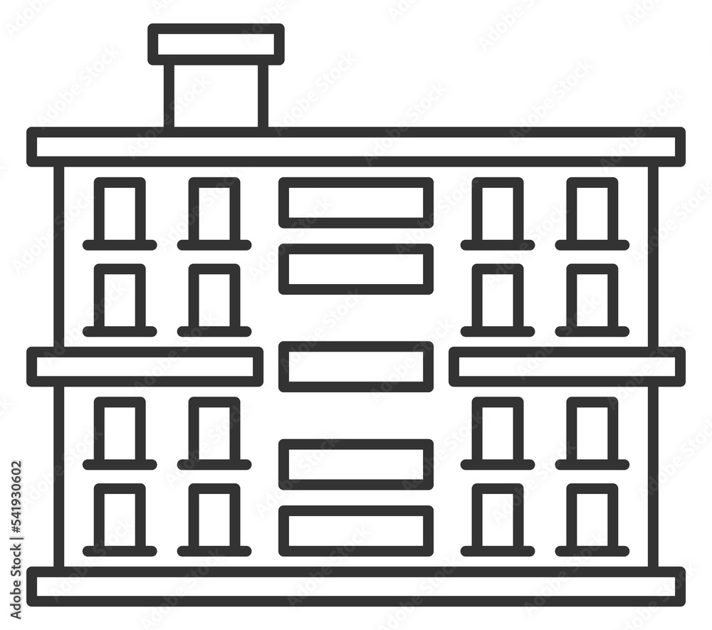 Residential building icon. City apartments line symbol