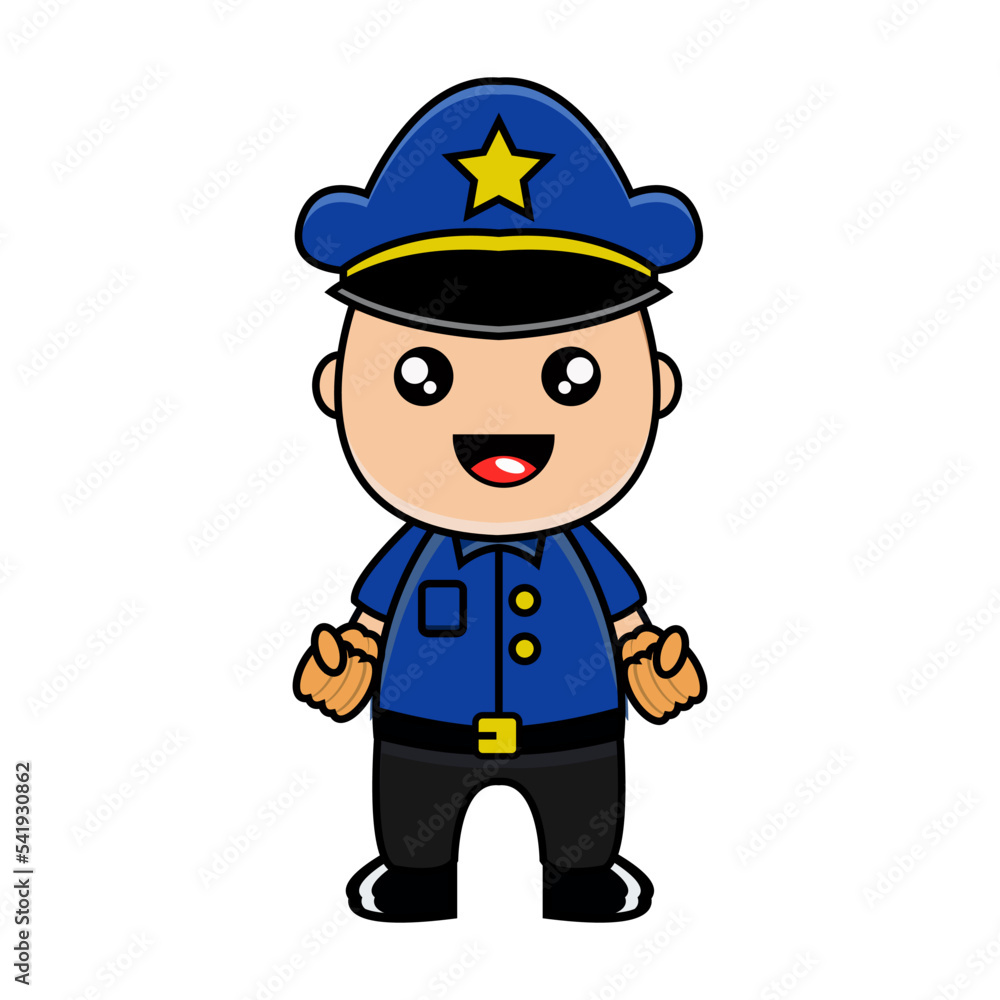 cute police illustration vector with smiling expression cute police illustration vector with smiling expression