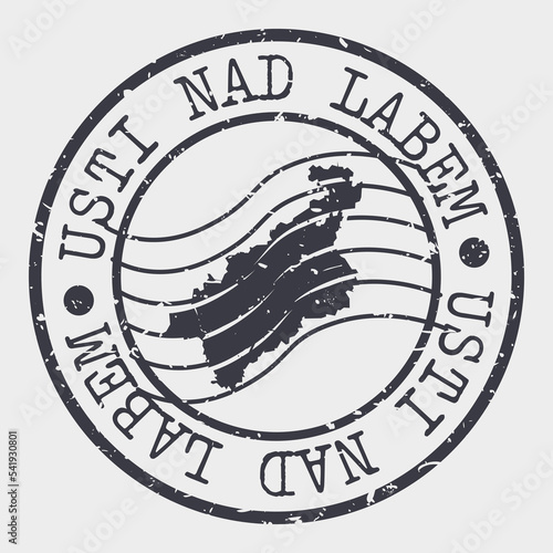 Ústí nad Labem, Czech Republic Stamp Map Postal. Silhouette. Passport Round Design. Vector Icon. Design Retro Travel National Symbol.
