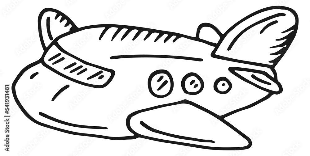 Plane sketch in baby drawing style. Toy airplane Plane sketch in baby drawing style. Toy airplane