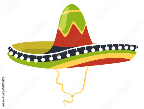 Colorful sombrero icon. Mexican hat. Mariachi symbol