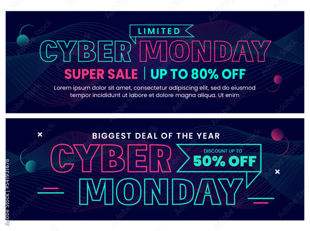 Cyber Monday banner ads design template