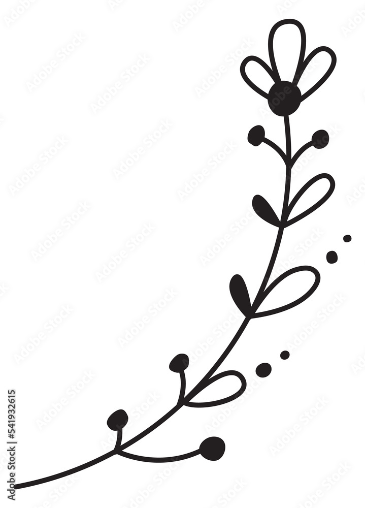Branch doodle. Floral motif element in hand drawn style Branch doodle. Floral motif element in hand drawn style