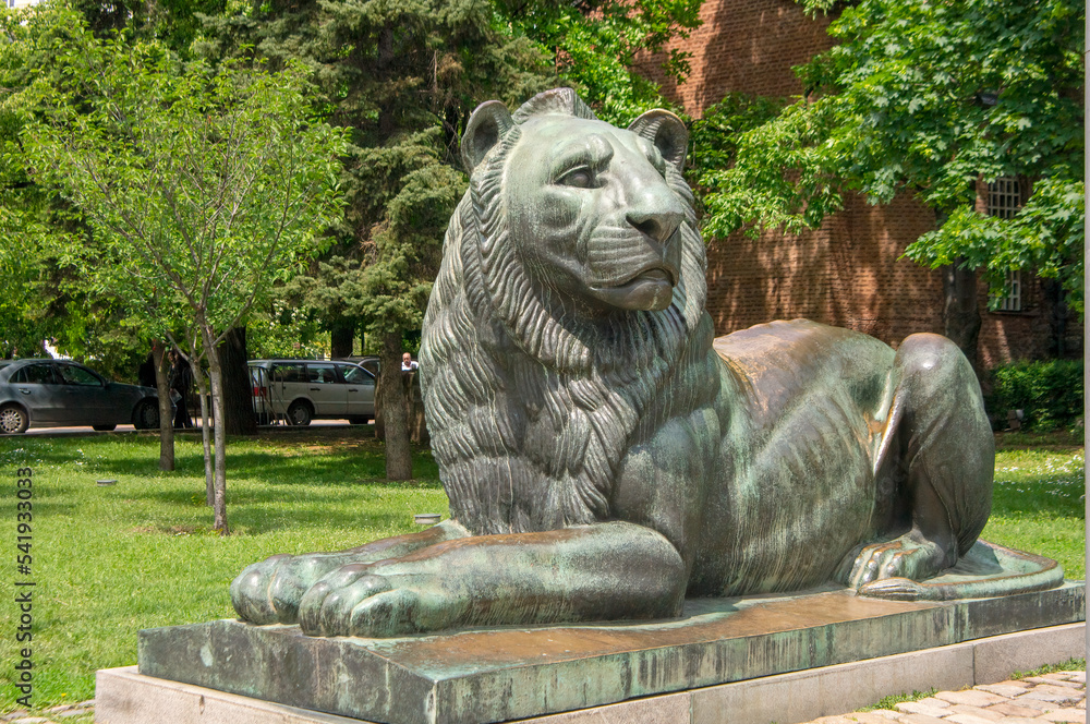 Sculpture of lion near Saint Alexander Nevsky Cathedral, Sofia, Bulgaria