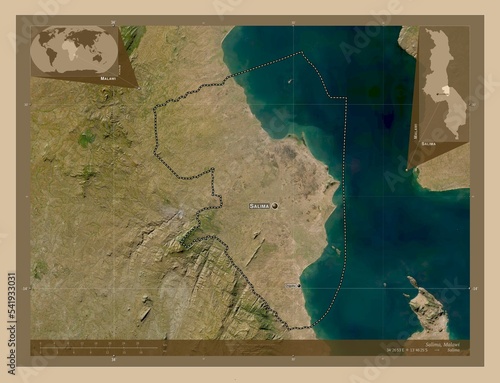 Salima, Malawi. Low-res satellite. Labelled points of cities photo