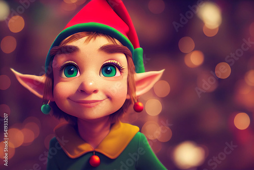 Christmas elf 3d illustration. Generative AI